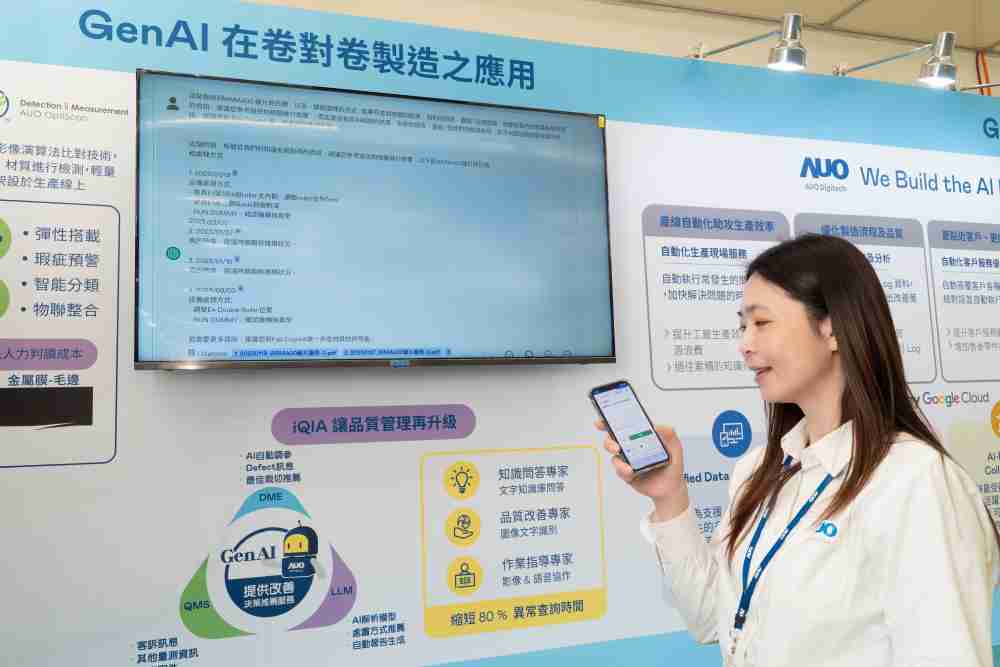 云顶国际8588yd数位积极发展数智化转型，，透过AI落地应用优化制造流程，，，，革新人力、、、、生产效率与设备维护效益，，图为〝智能质量推升助手-iQIA〞（Intelligent quality improve assistant）应用情境，，，，协助质量管理再升级。。。